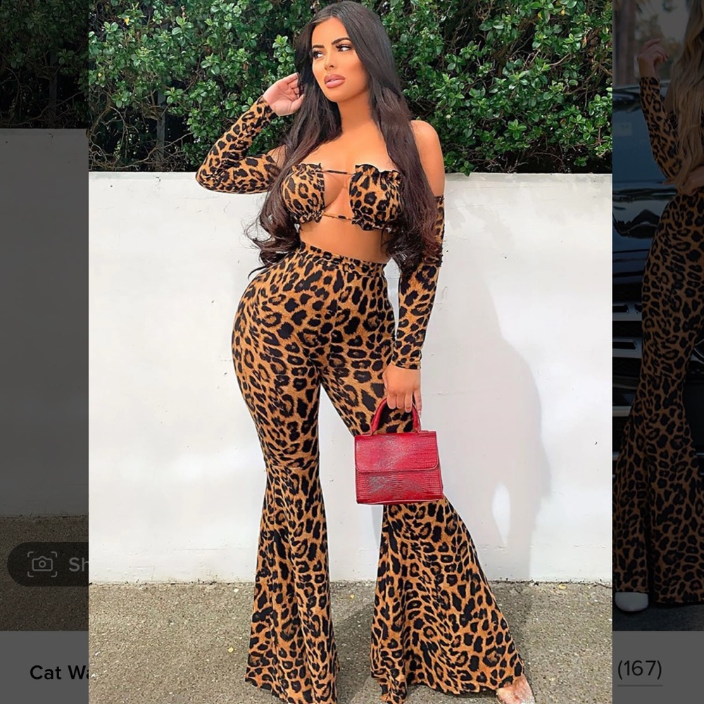 Fashion Nova Pant Set Leopard Print